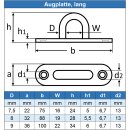 Augplatte lang 22 x 75 mm - Edelstahl A4 - Feinguss poliert