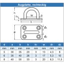 Augplatte rechteckig 30 x 35 mm - Edelstahl A2 - gestanzt und geschweisst