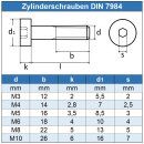 Zylinderschrauben M4 X 6 mit Innensechskant, niedr. Kopf DIN 7984 Edelstahl A2