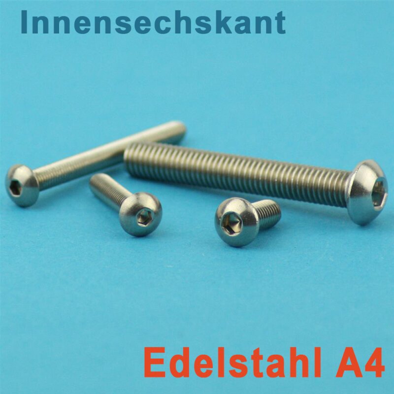 ISO 7380-1 - Edelstahl A4 - 8x30 - Linsenschrauben mit Innensechskant -  Vollgewinde