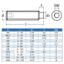 Gewindestifte M8 X 80 mit Innensechskant u. Zapfen DIN 915 Edelstahl A2