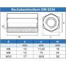 Sechskantmuttern, 3 d hoch DIN 6334 A2 M 5