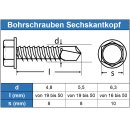 Bohrschrauben 4,2 X 16 mit Sechskantkopf und Bund, Form K DIN 7504 Edelstahl A2