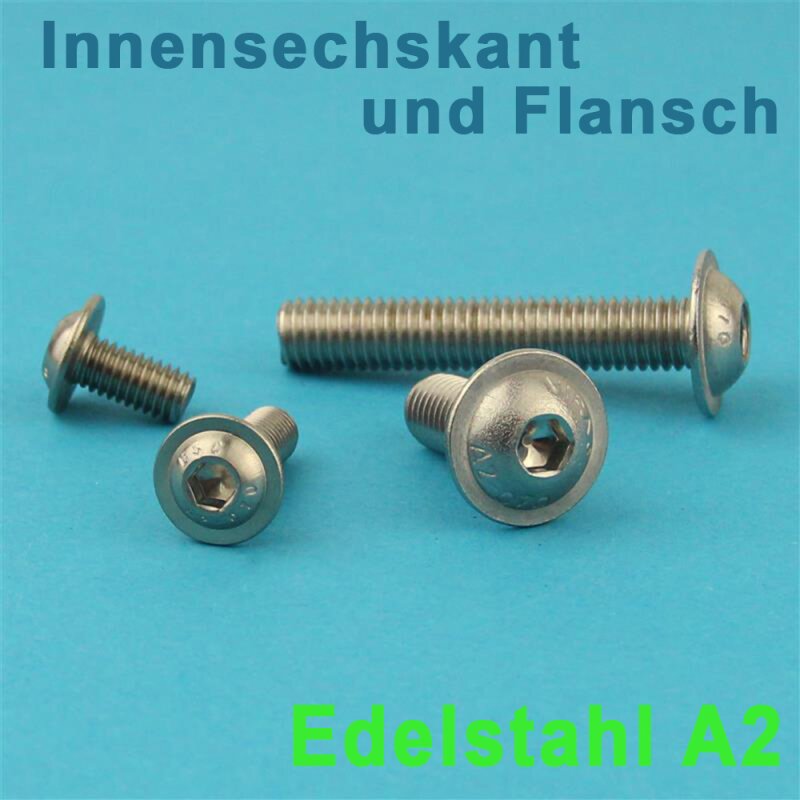 Linsenschrauben mit Flansch ISO 7380-2 Edelstahl A2